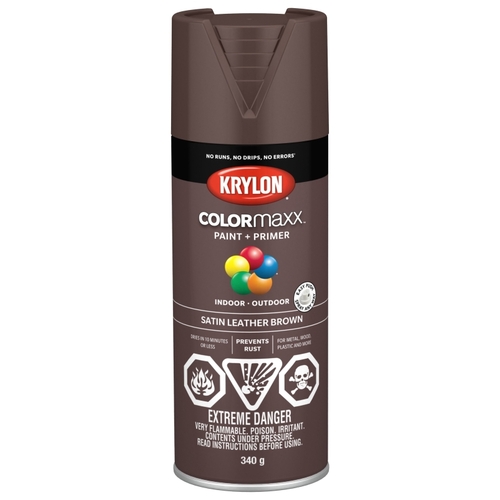 ColorMaster Spray Paint, Satin, Leather Brown, 12 oz, Aerosol Can