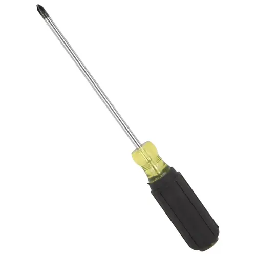 Screwdriver, #2 Drive, Slotted Drive, 10 in OAL, 6 in L Shank, Plastic/Rubber Handle