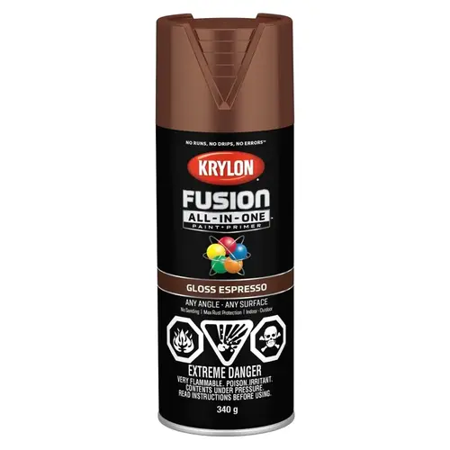 Fusion All-In-One Paint and Primer, Gloss, Espresso, 12 oz, Can