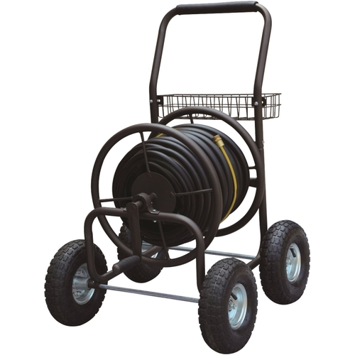 Hose Reel Cart, 250 ft L Hose, 250 ft Hose, Manual Crank Winding, Steel Brown Hammertone