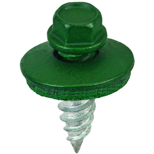 Stitch Screw, #12 Thread, High-Low Thread, Hex Drive, Piercing, Self-Tapping Point Forest Green