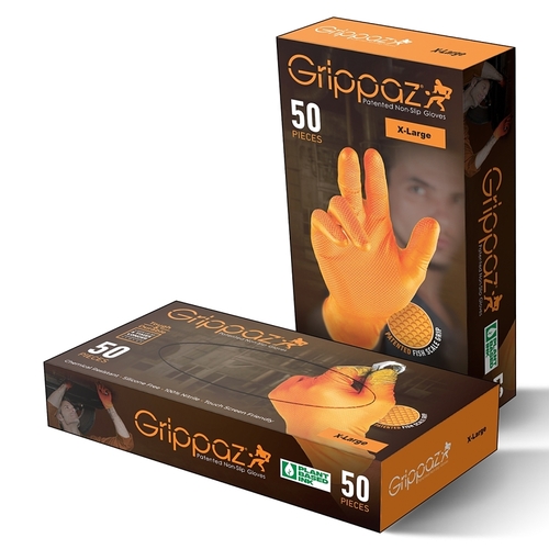 GRIPPAZ G21081-L50 GLOVE NITRILE ORNG LARGE 6MIL - pack of 50