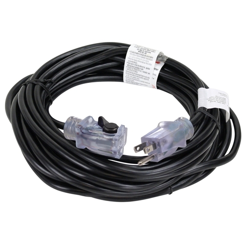 Extension Cord, 40 ft Cable, 40 ft L, 13 A, 125 V, Black