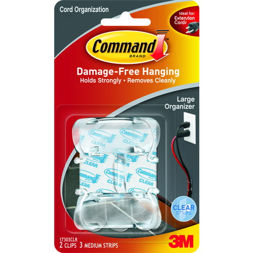 Command 17303CLR Cord Organizer, Plastic, Transparent - pack of 2