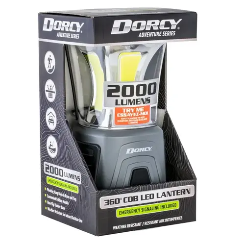 Adventure Max Series Lantern with Emergency Signaling, D Battery, LED Lamp, 2000 Lumens Lumens, Black/Gray
