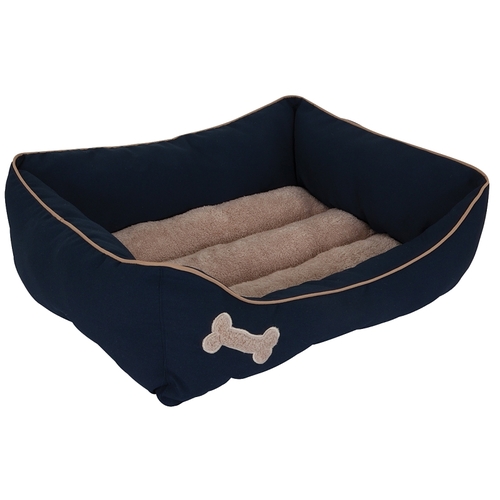80136 Pet Lounger, 24 in L, 20 in W, Rectangular, Faux Lambs Wool Plush and Wide Wale Corduroy Fabric Cover