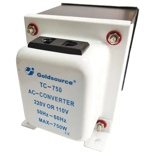 TC-TYPE Step Up and Step Down Transformer, 6 in L x 3-1/4 in W x 4 in H, 750 W Black/White