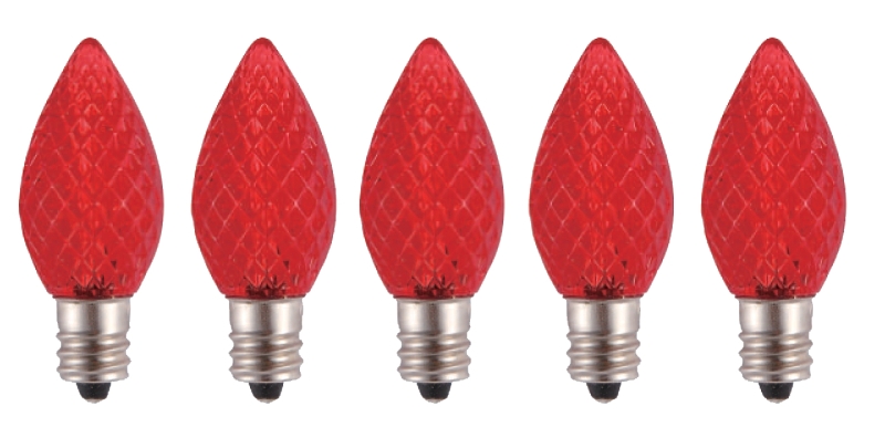 Hometown Holidays 24772 Bulb, Candelabra Lamp Base, LED Lamp, Crystal Red Light - pack of 25