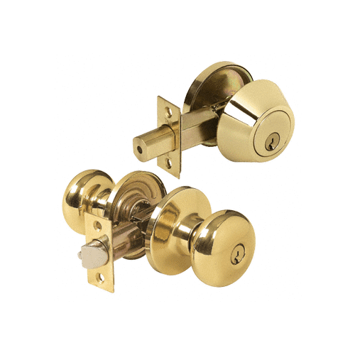 CRL CLK2BR Polished Brass Parkland Steel Security Door Combination Lock Set