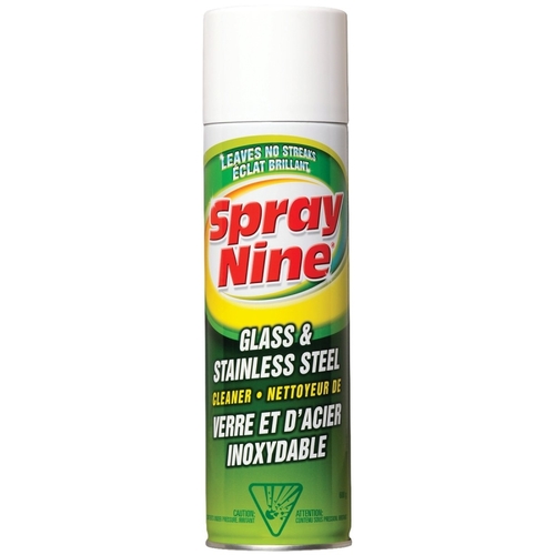 SPRAY NINE C23319 Glass and Stainless Steel Cleaner, 19 oz Aerosol Can, Liquid, Citrus, White