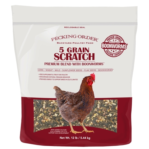 Pecking Order 009352 Five-Grain Scratch with Boonworms, 12 lb Bag