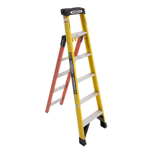 Werner LDP7306 LDP7300 Series Multi-Purpose Ladder, 13 ft Max Reach H, 6-Step, 375 lb, Type IAA Duty Rating, Fiberglass