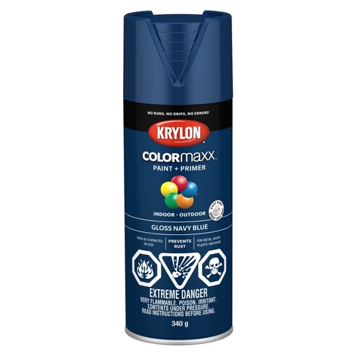 COLORmaxx K05529007 Spray Paint, Gloss, Navy Blue, 12 oz, Aerosol Can