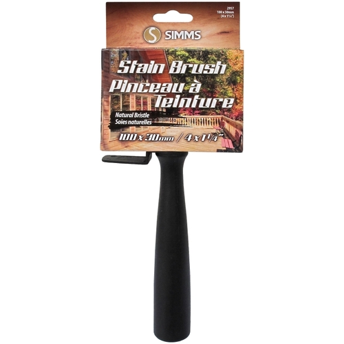 Stain Brush, 4 in W, 1-5/8 in L Bristle, Threaded-Grip Handle