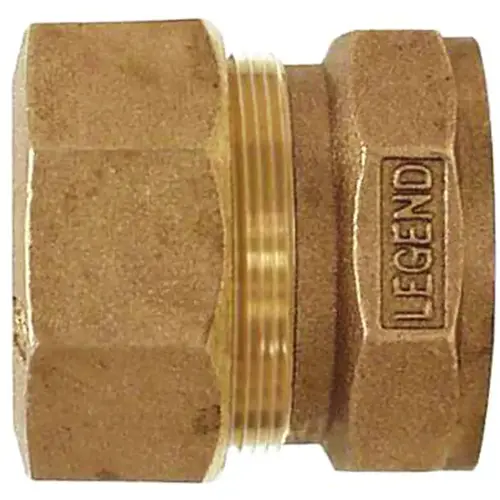 T-4355NL Series Pipe Coupling, 3/4 in, Compression x FNPT, Bronze, 100 psi Pressure