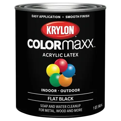 COLORmaxx Interior/Exterior Paint, Flat, Black, 32 oz