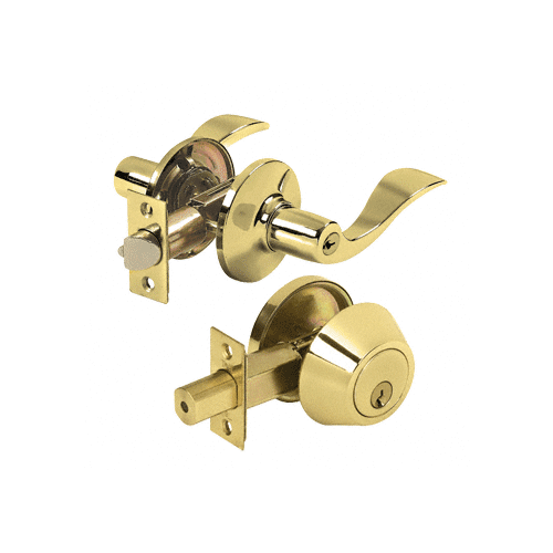 Polished Brass Steel Niagara Security Door Combination Lock Set