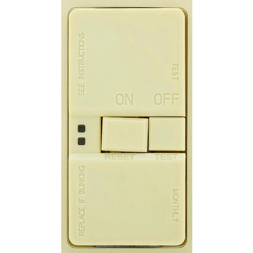 GFCI Face Receptacle, 2 -Pole, 20 A, 125 V, Back, Side Wiring, NEMA: 5-20R, Ivory