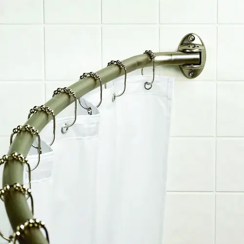 Zenna Home 35603BN06/35061BN Shower Rod, 60 to 72 in L Adjustable, 1 in Dia Rod, Aluminum, Brushed Nickel