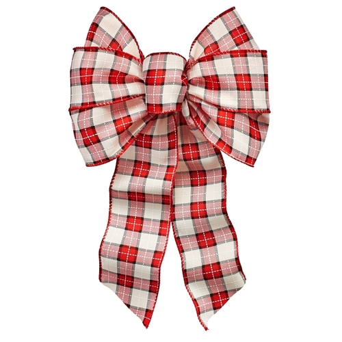 HOLIDAY TRIMS INC. 6152 Christmas Specialty Decoration, 1 in H, Plaid, Fabric, Black/Red/White