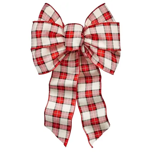 Christmas Specialty Decoration, 1 in H, Plaid, Fabric, Black/Red/White - pack of 12