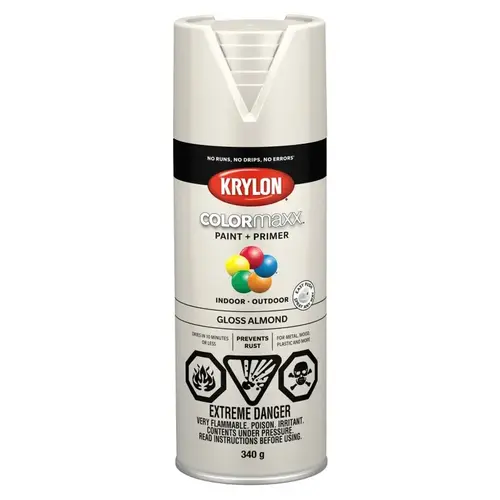 COLORmaxx K05500007 Spray Paint, Gloss, Almond, 12 oz, Aerosol Can