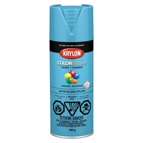 COLORmaxx K05565007 Spray Paint, Satin, Island Splash, 12 oz