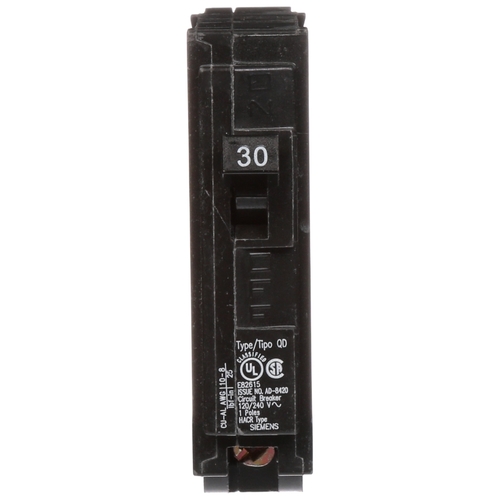 Siemens D130 Circuit Breaker, Low Voltage, QD, 30 A, 1 -Pole, 120 VAC, Plug Mounting