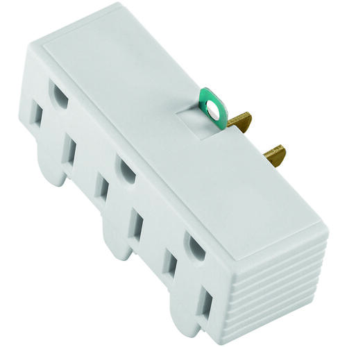 Eaton BP1219W Outlet Adapter, 2 -Pole, 15 A, 125 V, 3 -Outlet, NEMA: NEMA 1-15 to 5-15, White