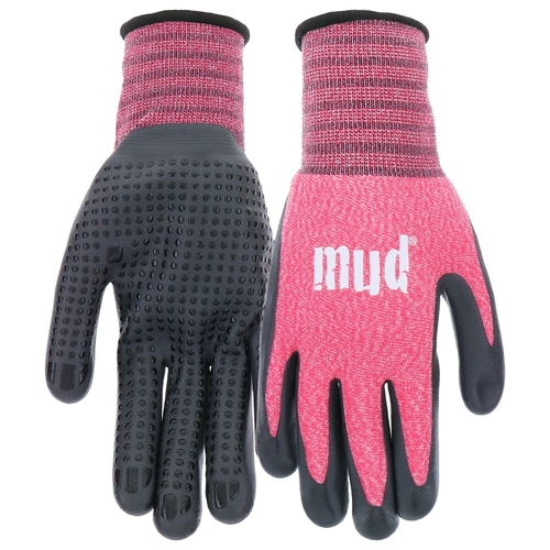 mud MD31011W-WSM MD31011W-W-SM Coated Gloves, Women's, S/M, Nitrile Coating, Watermelon