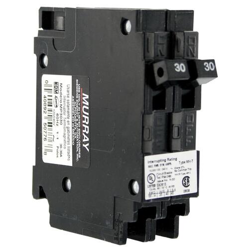 Siemens MP3030 Murray Circuit Breaker, Duplex, Type MH-T, 30 A, 1 -Pole, 120 V, Plug Mounting