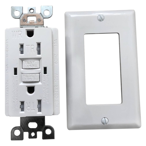 GFCI Wall Receptacle, 15 A, White