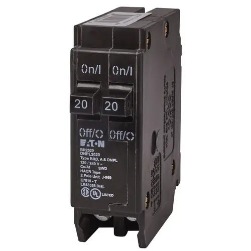 Circuit Breaker, Duplex, Type DNPL, 20 A, 2 -Pole, 120 VAC