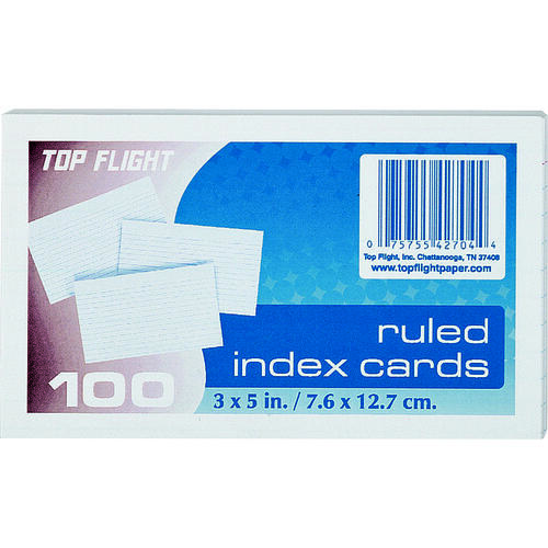 Index Card, 3 in L, 5 in W, White - pack of 12