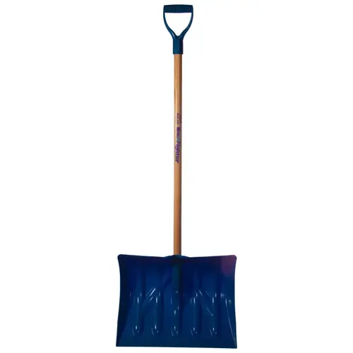 Mount Waldo Plastics 18SFWB Snow Shovel, 18 in W Blade, Ash Handle, Blue