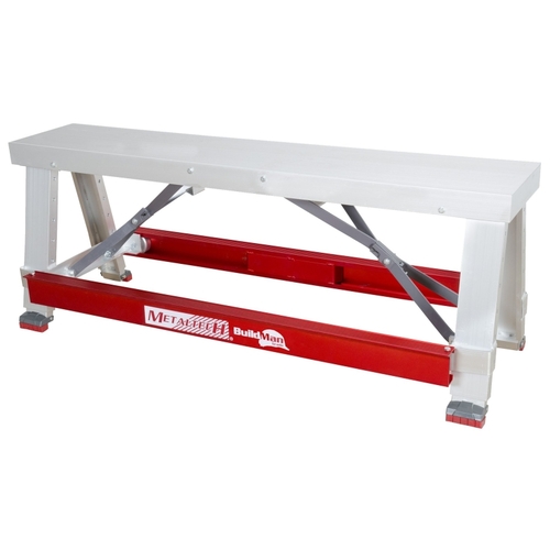 MetalTech I-BMDWB18 Drywall Bench, 48 in OAW, 6-1/4 in OAH, 17-1/2 in OAD, 500 lb Capacity, Red, Aluminum Tabletop