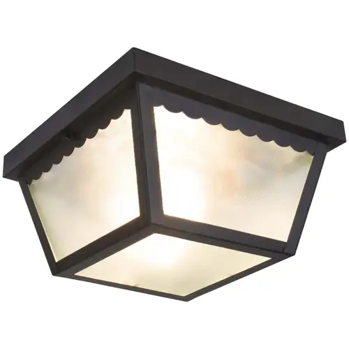 Two Light Flush Mount Porch Light, 120 V, 60 W, 2-Lamp, A19 or CFL Lamp, Black Fixture