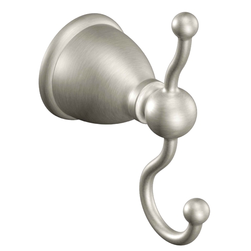 Moen Y3103BN Caldwell Series Robe Hook, 2-Hook, Zinc, Brushed Nickel, Wall Mounting