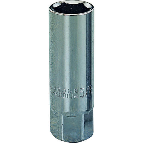 Drive Socket, 5/8 in Socket, 3/8 in Drive, 6-Point, Chrome Vanadium Steel, Chrome Silver