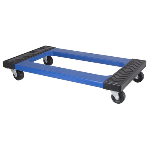 Furniture Dolly, 1000 lbs, 30 in W Platform, 18 in D Platform, Polypropylene Platform Blue with Black Pad