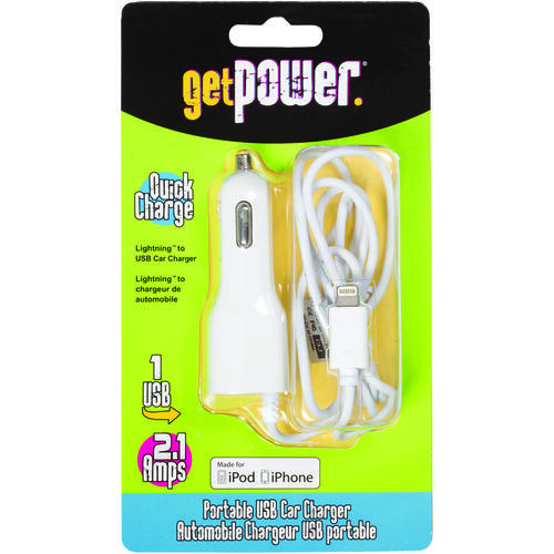 GetPower GP-PCUSB-IPH5 Vehicle Charging Cable, White