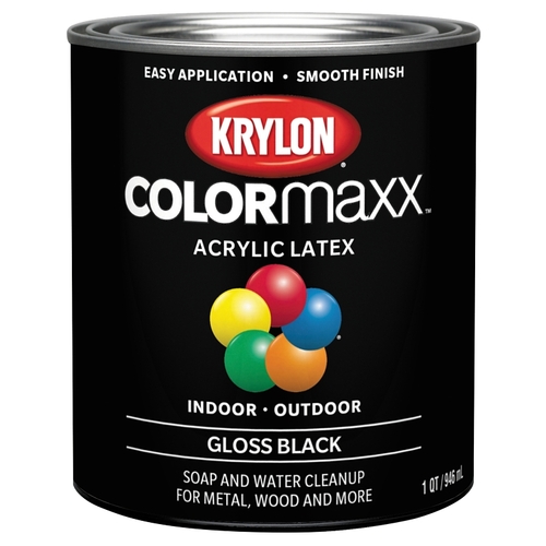 KRYLON K05617007 COLORmaxx Interior/Exterior Paint, Gloss, Black, 32 oz