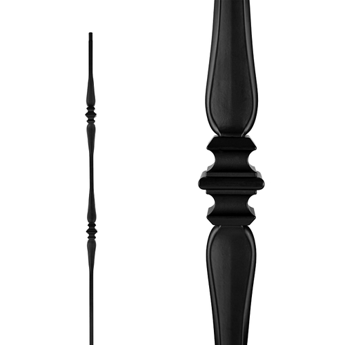 Nuvo Iron SQI2CS Double Collar and Spoon Stair Baluster, 44 in H, 1/2 in W, Square, Steel, Black