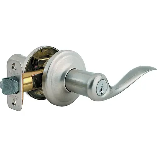 Signature Series Entry Lever Lockset, Solid Brass, Satin Nickel