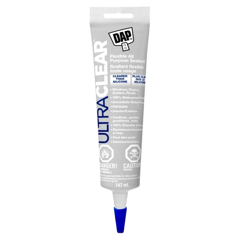 DAP 7079874329 Ultra Clear All-Purpose Flexible Sealant, Crystal Clear, 7 days Curing, -6 to 50 deg C, 162 mL Tube