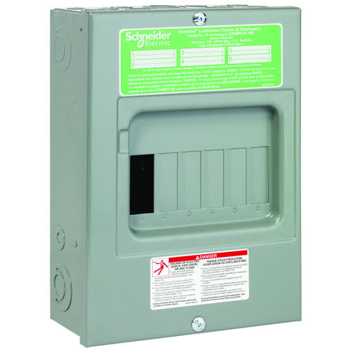 Homeline Load Center, 100 A, 6 -Space, 12 -Circuit, 6 -Circuit Breaker, NEMA 1 Enclosure