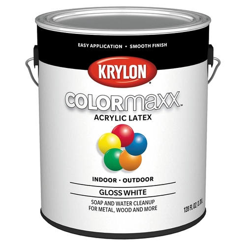 KRYLON K05649007 Interior/Exterior Paint, Gloss, White, 1 gal