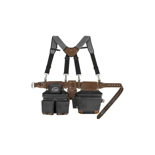 Dead On DO-HSR Hybrid Tool Belt, 40 to 54 in Waist, Leather/Polyester, Black, 15-Pocket
