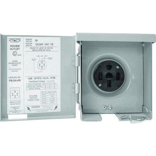 Connecticut Electric PS-54-HR Power Outlet, 50 A, Steel