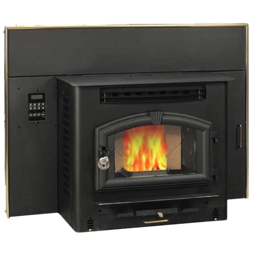 Corn and Pellet Fireplace Insert Stove, 27-3/4 in W, 31 in D, 23-3/4 in H, 2200 sq-ft Heating, Steel